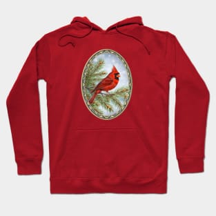 Red Cardinal Winter Pines & Snow Hoodie